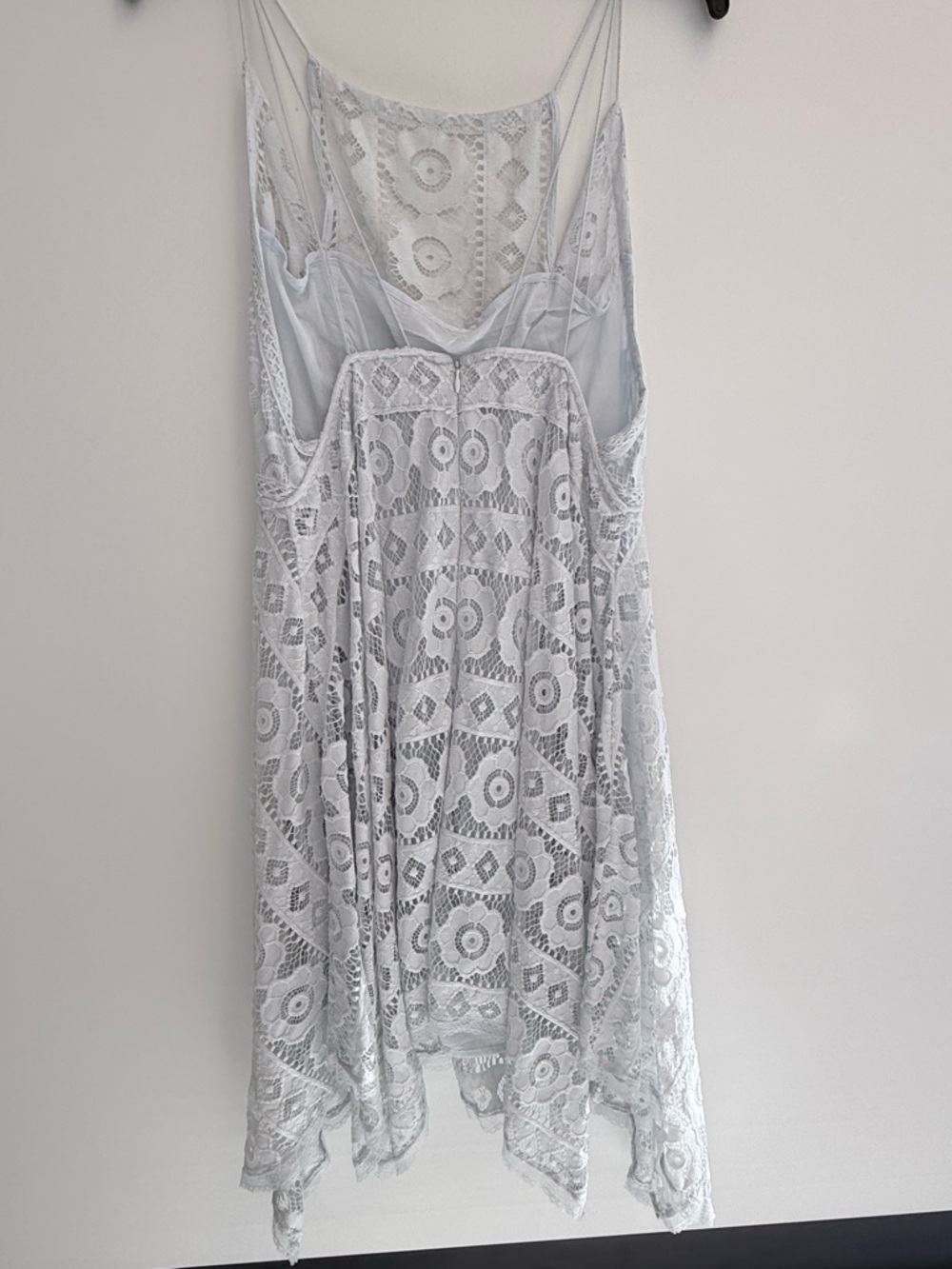 Free People Light Gray Lace Midi Dress with Spaghetti Straps - Picture 3 of 3